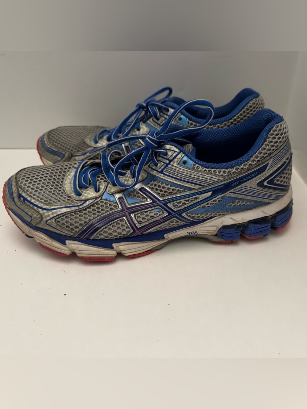 Asics Silver and Blue Men's Running Shoes